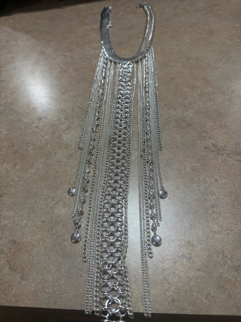 Silver Multi-Chain Fringe Statement Necklace - Women's Jewelry